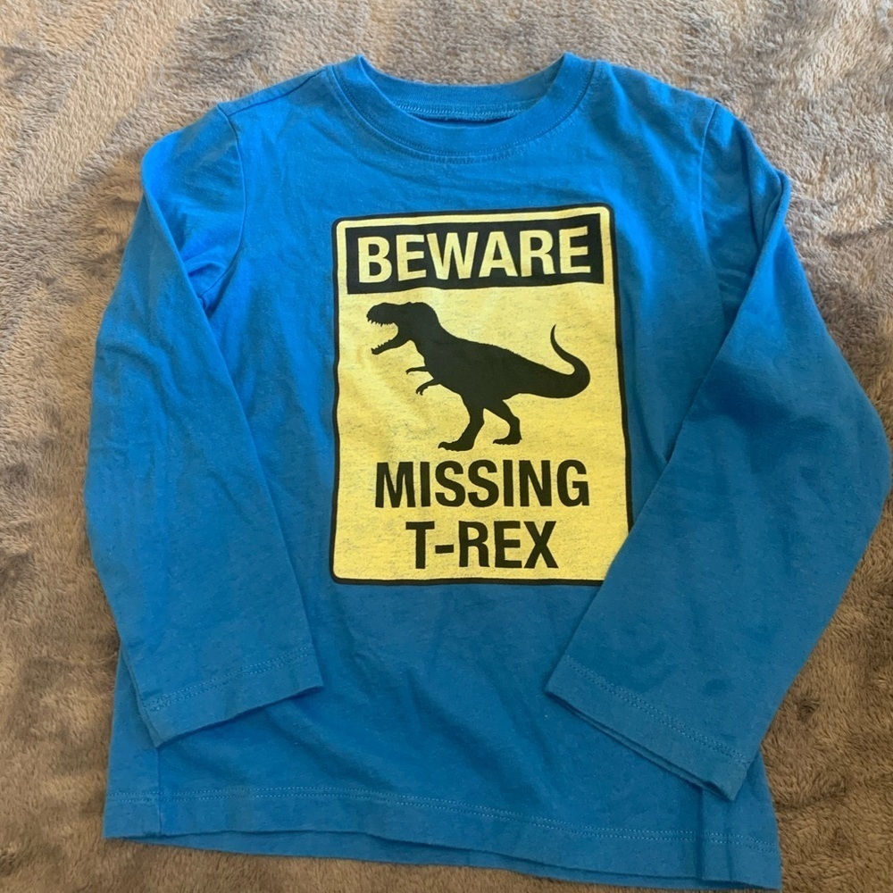 OshKosh B'gosh Blue and Yellow Long Sleeve Dinosaur Tee